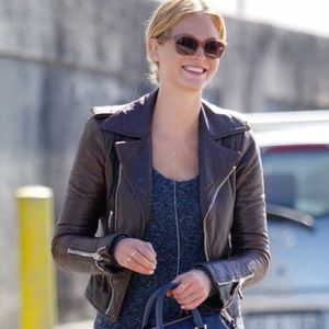 ✨BALENCIAGA✨Brown Leather Moto Jacket